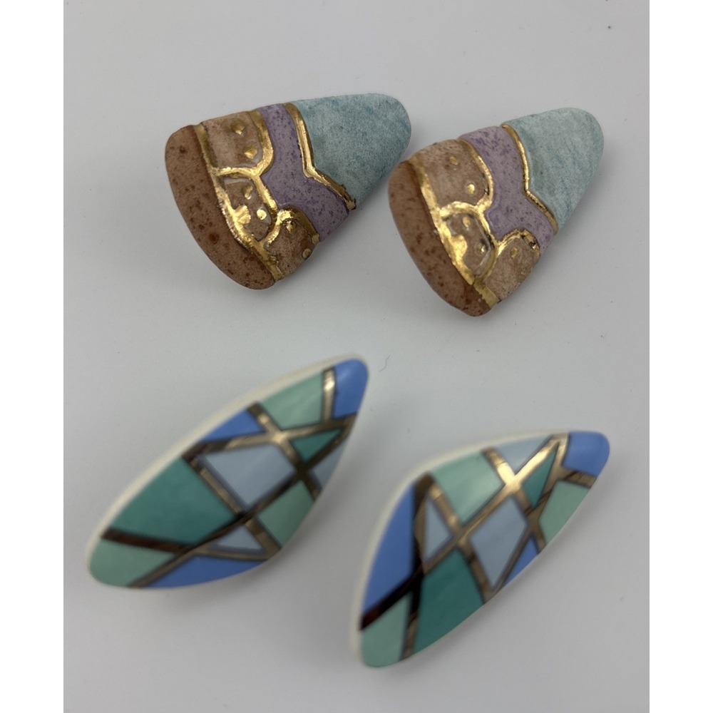 Earrings Clip-on Set‎ Of 2 1 Southwest, 1 Abstract